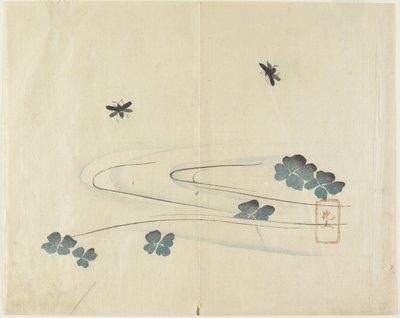 Insecten vliegen over water, c. 1830 door Hogyoku